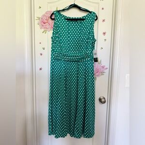 Perceptions  Aqua and White Polka Dot Sleeveless Dress